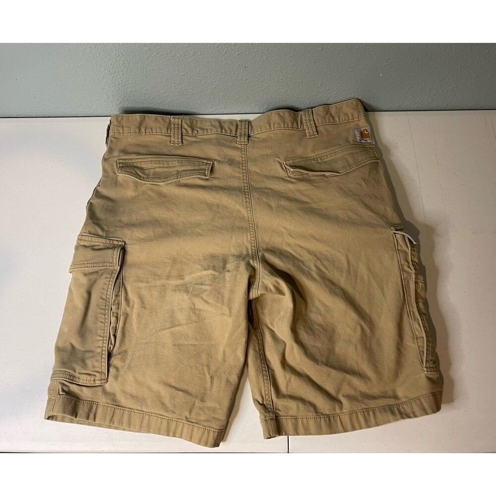Carhartt Mens Khaki Tan Relaxed Fit Cargo Rugged Canvas Shorts Size 40 103542